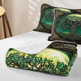 thumbnail image 4 of Homewish Bohemian Tree Of Life Twin Quilt Set,Black Gold Green Twin Coverlet Set,2-Piece, 4 of 7