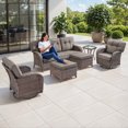 thumbnail image 4 of Jentlehouse 5-Piece Patio Outdoor Conversation Set with Coffee Table,T-Shape Back Swivel Chairs Set with Thick Cushions,Outdoor Sectional Sofa Set for Balcony,Garden,Backyard, 4 of 10