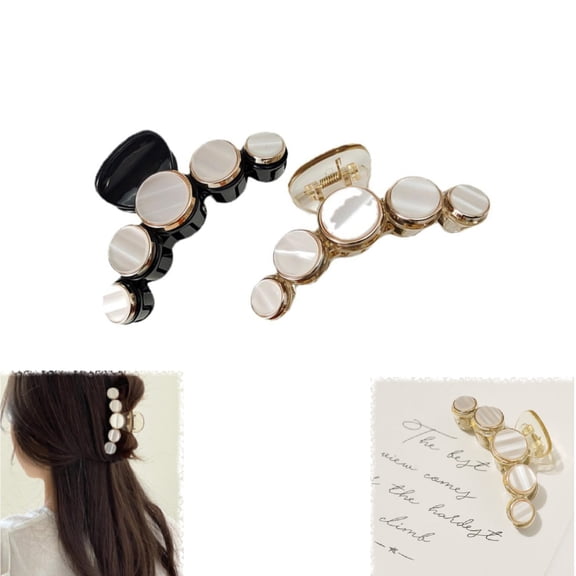 Vintage Round Imitation Shell Hair Jaw Clips , Hair Accessories for Women(RL 2 PCS)