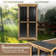 Outdoor Storage Cabinet Waterproof with Shelves, Small Storage Shed, Vertical Tall Patio Backyard Garden Storage Cabinet Tool Organizer for Outside