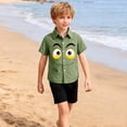 thumbnail image 5 of ATOGUTA Boys Button Down Shirt Short Sleeve Cute Print Tees Summer Cute Tops Army Green, Size 2T-15, 5 of 6