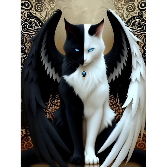 BYGFHLYW Diamond Art Painting Kits for Adults,Angel Hellcat 5D Diamond Painting Kits for Beginner, DIY Full Round Gem Crystal Ar,Home Wall Decor 12x 16 in