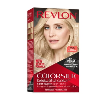Revlon Colorsilk Beautiful Color Permanent Hair Color, Long-Lasting High-Definition Color, Shine & Silky Softness with 100% Gray Coverage, Ammonia Free, 004 Ultra Light Natural Blonde, 1 Pack