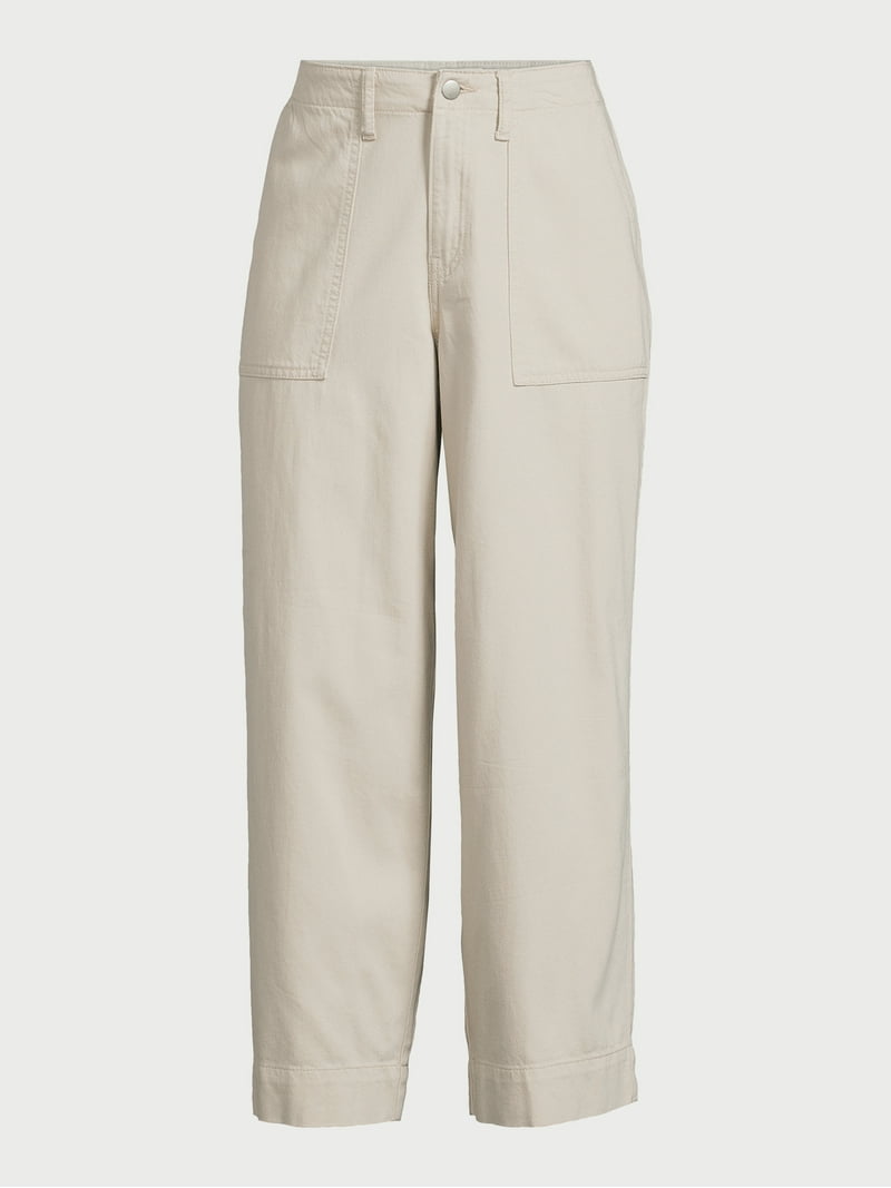 パンツ Time is on T/C PRESSED TROUSER size 0 Time And Tru Women's Wide Leg Crop Pant, Sizes 2-20