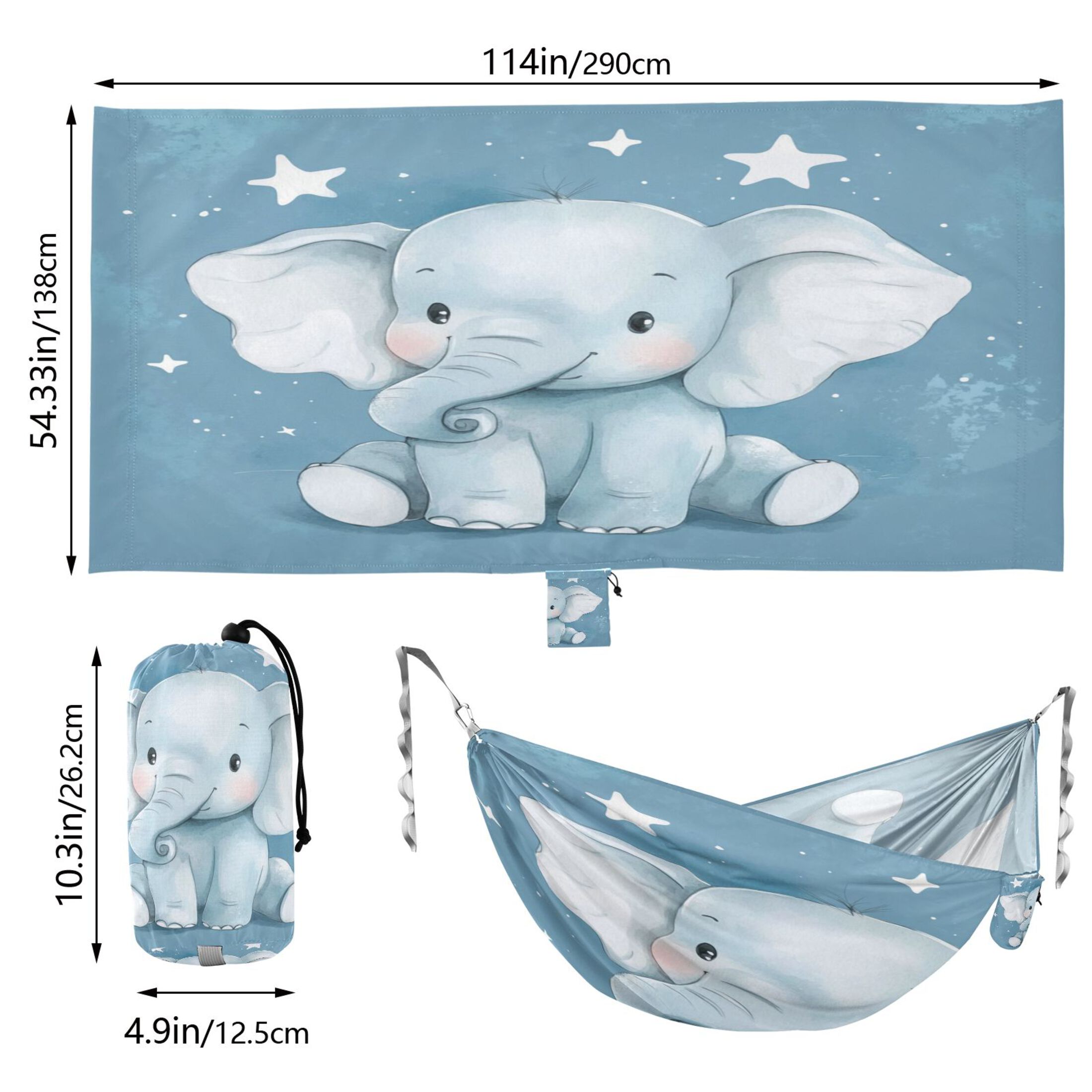 Hammock Camping Hammock Nylon Portable Hammock Travel Camping Hammock Cute Little Blue Elephant