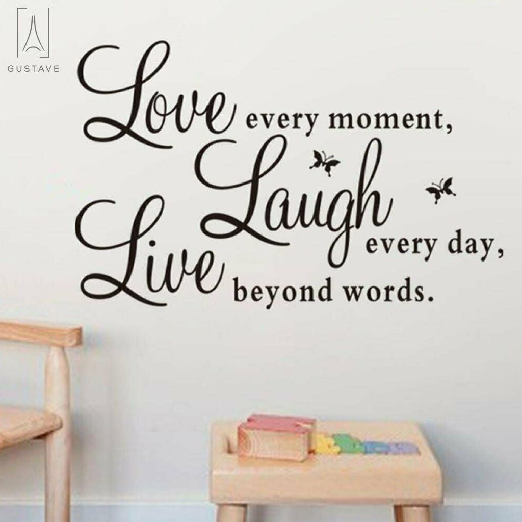 GustaveDesign Vinyl Decal Live Laugh Love Wall Sticker Removable Vinyl Decor Wall Art for Living Room Bedroom Decoration (9.45' x 27.56')