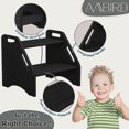 thumbnail image 4 of Jouetondream Two Step Stools, Bamboo Step Stool for kids, Non-Slip Toddler Stool with Handles for Bathroom, Bedside, kitchen, Living room, Black, 4 of 8