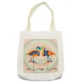 thumbnail image 1 of Flamingo Tote Bag, Colorful Love Valentine Flamingos Illustration Retro Circles at Back Funky Print, Cloth Linen Reusable Bag for Shopping Books Beach and More, 16.5" X 14", Cream, by Ambesonne, 1 of 2