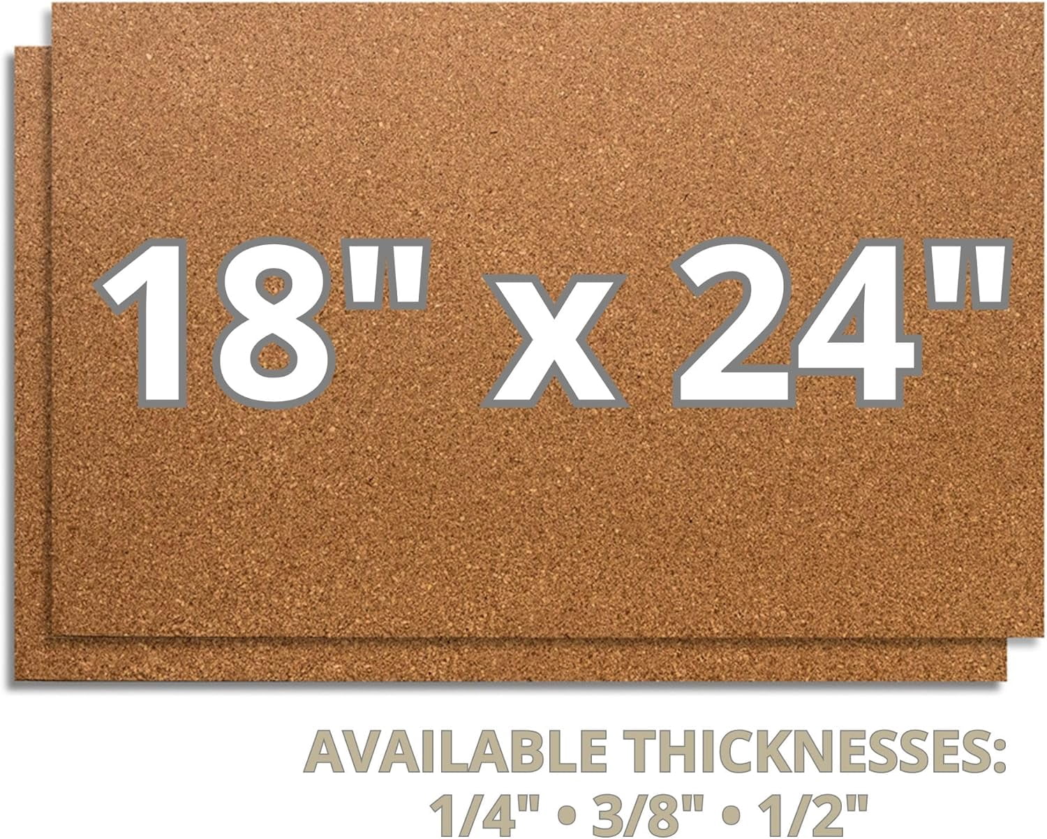 Manton Industrial Cork Sheets: 18" x 24" x 1/2" Thick (2-PK) Bulletin Boards for Home & Office