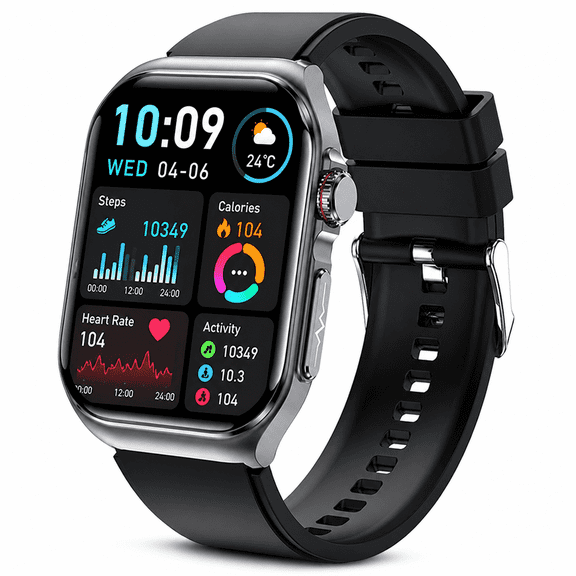 Smart Watch for Women Men - 1.87" Screen Fitness Tracker Watch with 24/7 Heart Rate, Sleep Tracking, Mulitsports Modes, IP68 Waterproof, Black