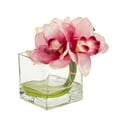 thumbnail image 2 of Nearly Natural Cymbidium Orchid Artificial Flower Arrangement in Glass Vase (Set of 2), Pink, 2 of 2