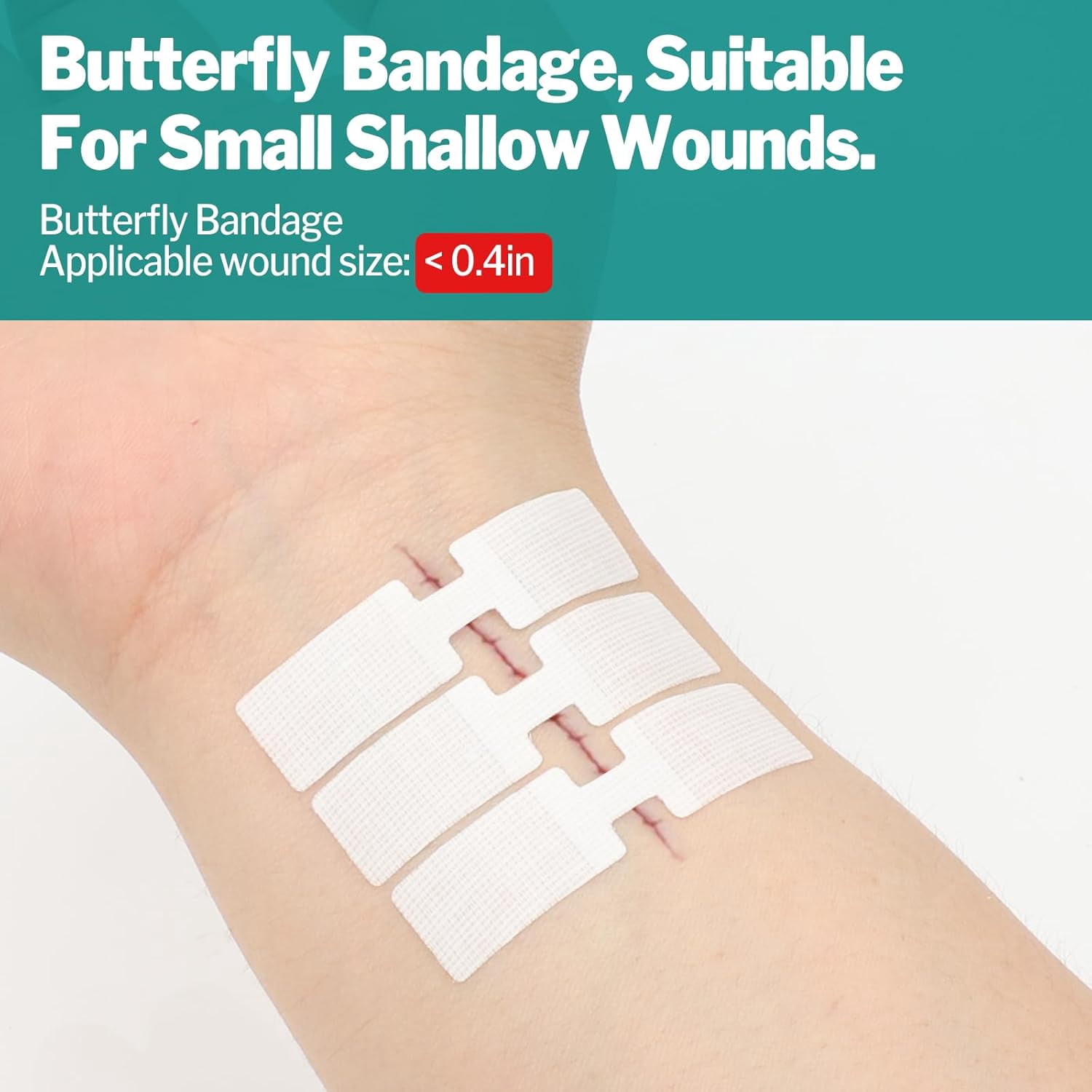 28 pack wound closure tape, 3 types of butterfly bandages, first aid tear closure set, no sutures required to repair wounds, quick hemostasis zipper style wound closure device