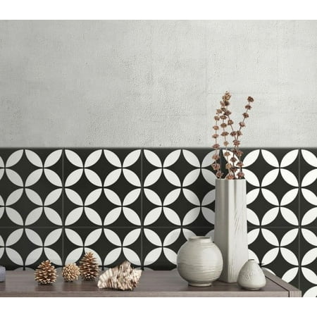 Mulia Inc - Visions 8 x 8 Ceramic Tile in Redondo Black and White (10.76 sqft/25 Pc)
