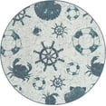 thumbnail image 4 of Unique Loom Outdoor Coastal Collection Area Rug - Marmaris (7' Round Ivory/Navy Blue), 4 of 7