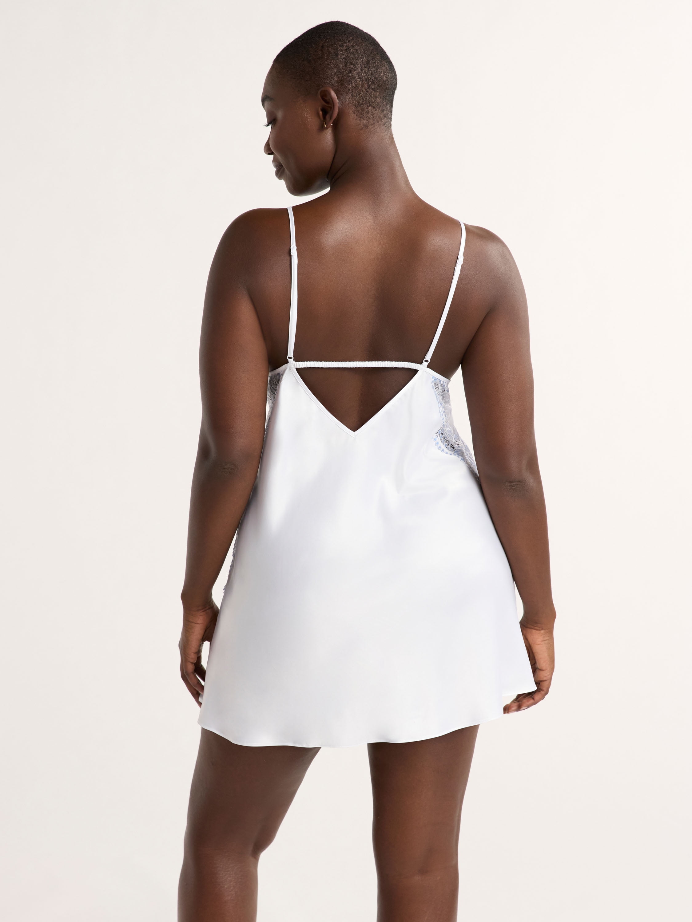 Joyspun Women’s and Women’s Plus Satin and Lace Bridal Chemise, Sizes XS to 3X
