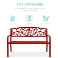 thumbnail image 4 of Best Choice Products Outdoor Steel Bench Garden Patio Porch Furniture w/ Floral Design Backrest - Red, 4 of 8