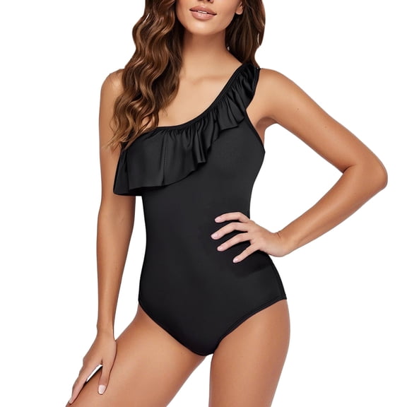 Women's Menstrual Swimsuit Sexy One Shoulder Ruffled Four Layer Leak Proof Beach Pool