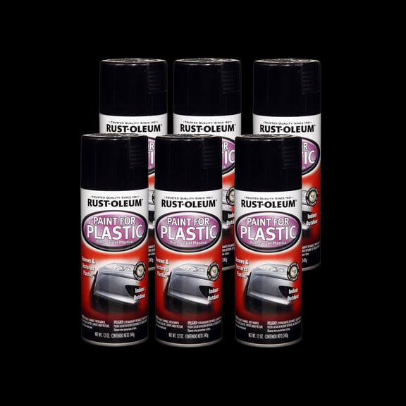 6 Pack, Black, Rust-Oleum Automotive Spray Paint for Plastic-248649, 12 oz