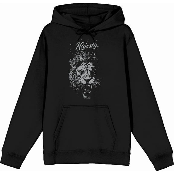 Majesty Lion Album Cover Adult Black Long Sleeve Hoodie-Medium