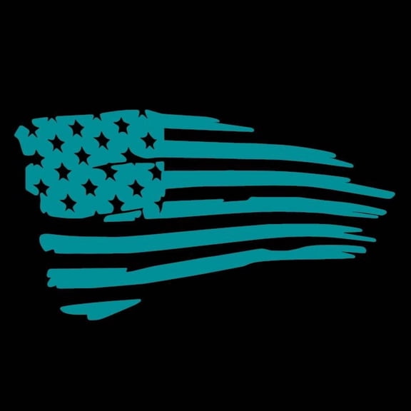 American Flag USA Tattered Vinyl Decal Sticker UV & Waterproof Bumper Window Laptop Automotive Water Bottle Gift accessories – TEAL 7"