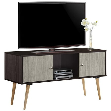 Pemberly Row 47 Wide Retro Tv Stand In Chocolate Gray Oak Walmart Canada