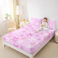 thumbnail image 4 of Manfei Violet Love Heart Full Size Sheets for Teen, Kawaii Princess Bow-tie Bed Sheets, Cartoon Bowknot Sheet Sets, Luxury Bedroom Decor, 4pcs, 4 of 7