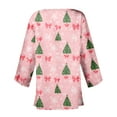 thumbnail image 4 of Women's Casual and Fashionable Christmas Printed Lightweight Mid-Length Jacket Cardigan, for Spring and Fall Wear,Pink,M, 4 of 7