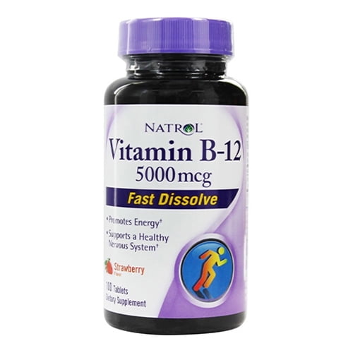 Natrol Vitamin B12 Fast Dissolve 5000 Mcg Tablets, Strawberry, 100 Ea ...