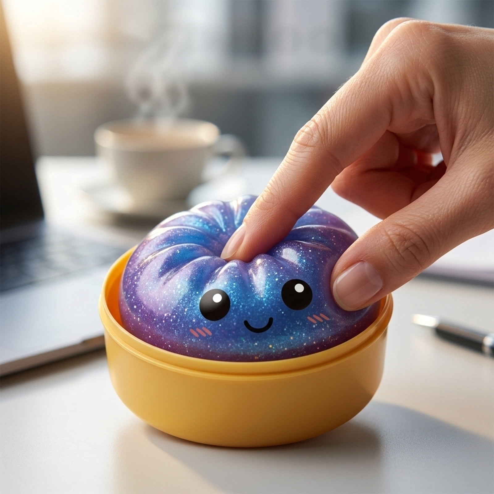 2Pcs Glitter Colorful Dumpling Squishy, Cute Squishy Dumpling Large with Steamer, Squishy Dumpling Doll with Cute Expressions, Silicone Bun Sensory Fidget Dolls, Hand Pinching Decompression Dolls