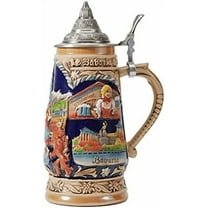 Beer Stein Mug German Munich Bavarian Drinking Viking Tankard with Petwer Lid for Birthday Gifts Men Father Husband 1.0Liter$$Home Decor, Kitchen, & Other