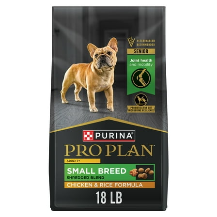 Purina Pro Plan 7 Plus Shredded Blend Chicken and Rice Formula Small Breed Dog Food Senior Formula, 18 lb Bag