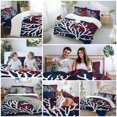 thumbnail image 6 of Red White Coral Duvet Cover Set, Summer Ocean Nautical Coastal Navy Blue Soft Duvet Cover Full Size Bedding Set 4 Pieces, 1 Quiltcover and 2 Pillowcases with Zipper, 1 Bed Sheet for All Seasons, 6 of 9