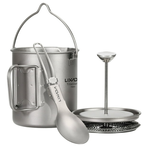 Lixada 750ml Titanium Coffee Cup Mug French Press Pot Coffee Maker