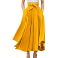 thumbnail image 2 of HLSOHJP Women's Boho Maxi Skirt High Waist Front Lace Up A Line Elegant Swing Dress Pleated Flared Skater Skirts, 2 of 3