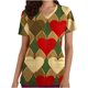 thumbnail image 1 of TaTaai Heart Print Women Scrub Blouse 100 Cotton Classic Fit Short Sleeve V Neck Side Pocket Machine Washable No Fading Medical Work Daily Top Gift, 1 of 5