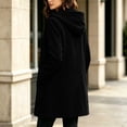 thumbnail image 2 of ZunFeo Women’s Hooded Suede Coat, Casual Drawstring Mid‑Length Button Down Fall Winter Trench Coat Jacket, 2 of 6
