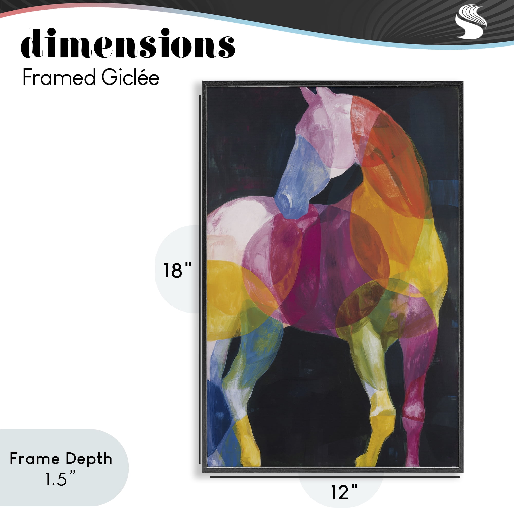 Stupell Industries Prism Horse Abstraction Black Framed Giclee Art, design by Chromatic Storm Studio
