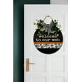 thumbnail image 4 of Welcome To Our Web Door Sign Home Decor Round Wood Wreaths Wall Hanging Sign Farmhouse Porch Sign Front Door Decoration for Housewarming Gift All Seasons Holiday,11In, 4 of 5