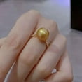 thumbnail image 3 of K-KED Gorgeous HUGE AAAA 11-10mm ROUND natural south sea Golden pearl ring 925s, 3 of 3