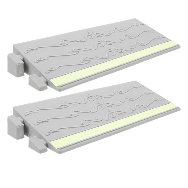 Miangastore 2Pcs Door Threshold Ramp Wheelchair Ramp Entry Ramp with Fluorescent Strips for Transition Threshold Step Doorways Supermarket Entry and Garage Light Grey