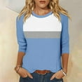 thumbnail image 3 of SEAOPEN 3/4 Length Sleeve Womens Tops Plus Size Raglan Sleeve Baseball Tees Dressy Casual Color Block T Shirts White,XXL, 3 of 5