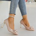 thumbnail image 3 of SCHUHLAND Elegant Bowknot Glitter Pumps for Women, Pointed Toe Super High Thin Heel Wedding Shoes, Silver/Pink, Sizes 34-40, 3 of 16