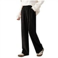 thumbnail image 4 of Yoga Pants for Women Womens Solid Color Double Sided Snow Cotton Velvet Loose Sports and Leisure Straight Leg Pants Stretchy Pants for Women S-78 Black M, 4 of 6