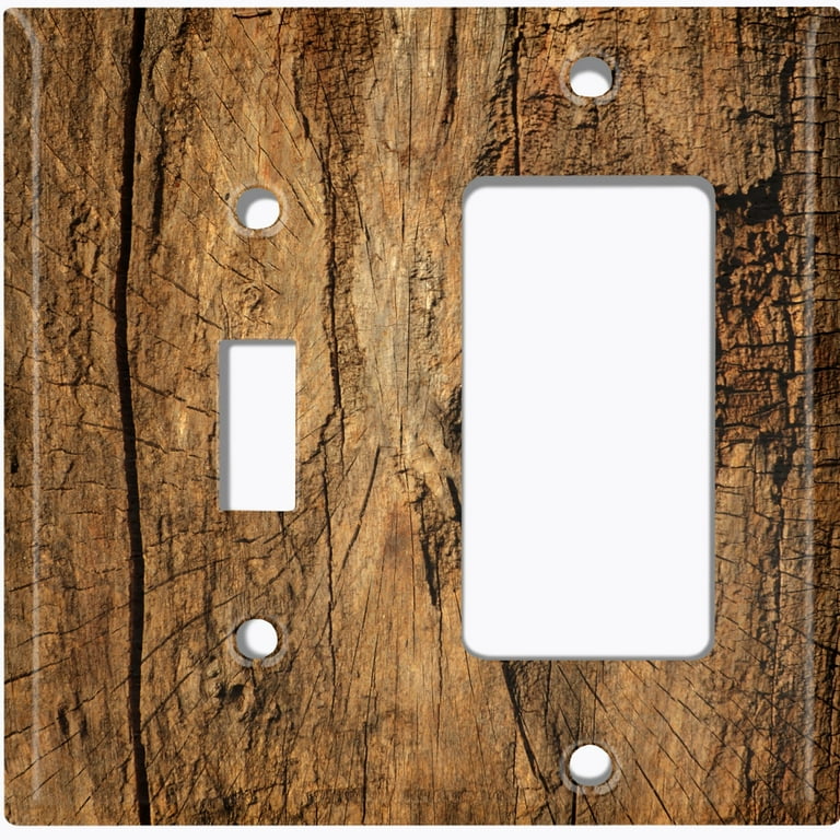 Metal Light Switch Plate Outlet Cover Wood Tree Grain Wallpaper WOD004