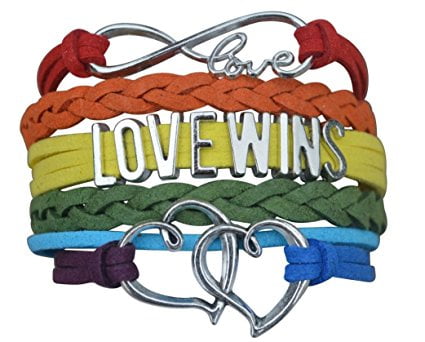 Rainbow LGBTQ Love Is Love Square Leather Cord Bracelets