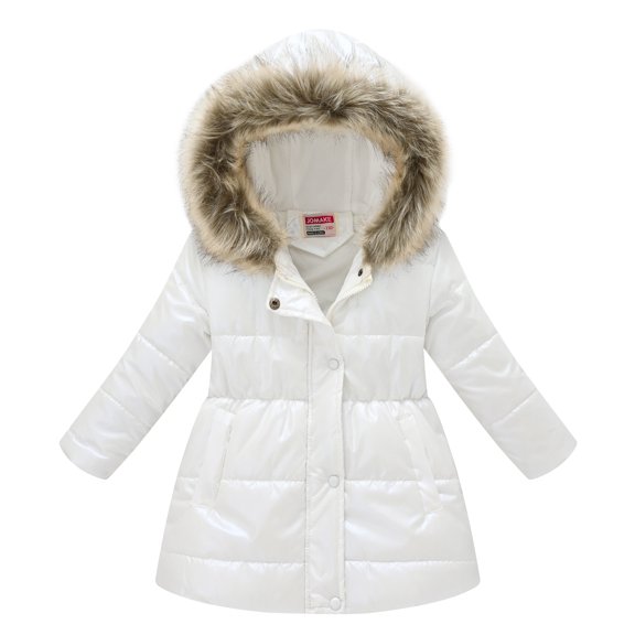 Girl's Winter Jacket Hooded Toddler Kids Coat with Faux Waterproof Floral Warm Snow Jacket Toddler Girl Snow Suit
