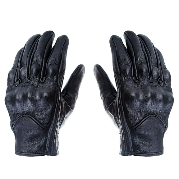 YFJQTZX Winter Genuine Leather Gloves Touch Screen Gloves Warm Thicken Riding Workout Gloves for Travel Outdoor - Size XL (Black)