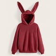 thumbnail image 5 of XAOWF Women'S Cute Rabbit Ear Casual Hooded Fashionable Long Sleeve Loose Fit Sweatshirt With Pockets Home Wear 2025 Versatile Trendy Pullover, 5 of 9