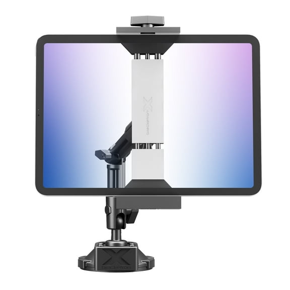 Bracketron HD Tablet Dock PRO Dash & Window Mount - Heavy-Duty Aluminum Tablet Holder for Cars & Trucks, TemperBond Suction Clamp, Adjustable Arm, Fits Tablets Up to 10″ Wide
