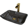 thumbnail image 2 of VIGO Glass Rectangular Vessel Bathroom Sink in Onyx Gray with Niko Faucet and Pop-Up Drain in Matte Gold, 2 of 10